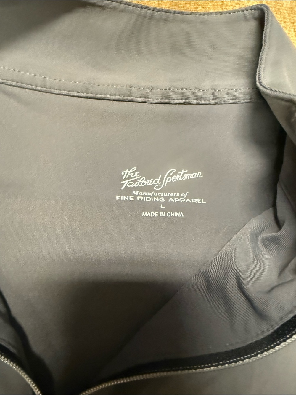 The Tailored Sportsman Gray 1/4 Zip Pullover Mock Neck Shirt Logo Size L